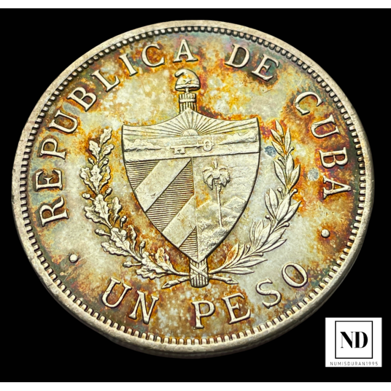 1 Peso Cuba - 1934 - 26,67g Ag - MBC+/EBC-