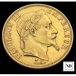 50 Francos de Napoleón III - 1867 - 16,12g Au - 2000 unidades