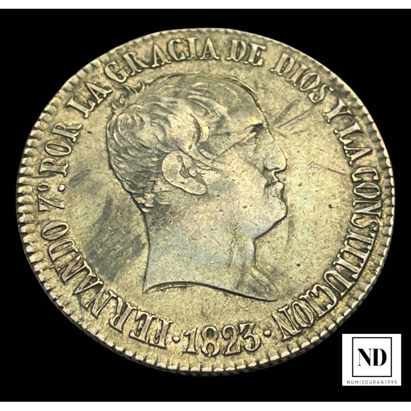 20 Reales de Fernando VII - 1822 - Barcelona - 26,87g Ag - MBC-