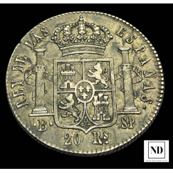 20 Reales de Fernando VII - 1822 - Barcelona - 26,87g Ag - MBC-