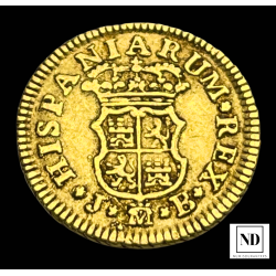 1/2 Escudo de Fernando VI - Madrid - 1755 - 1,75g Au