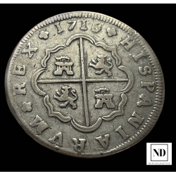 8 Reales de Felipe V - Sevilla - 1718 - 25,04g Ag - MBC-