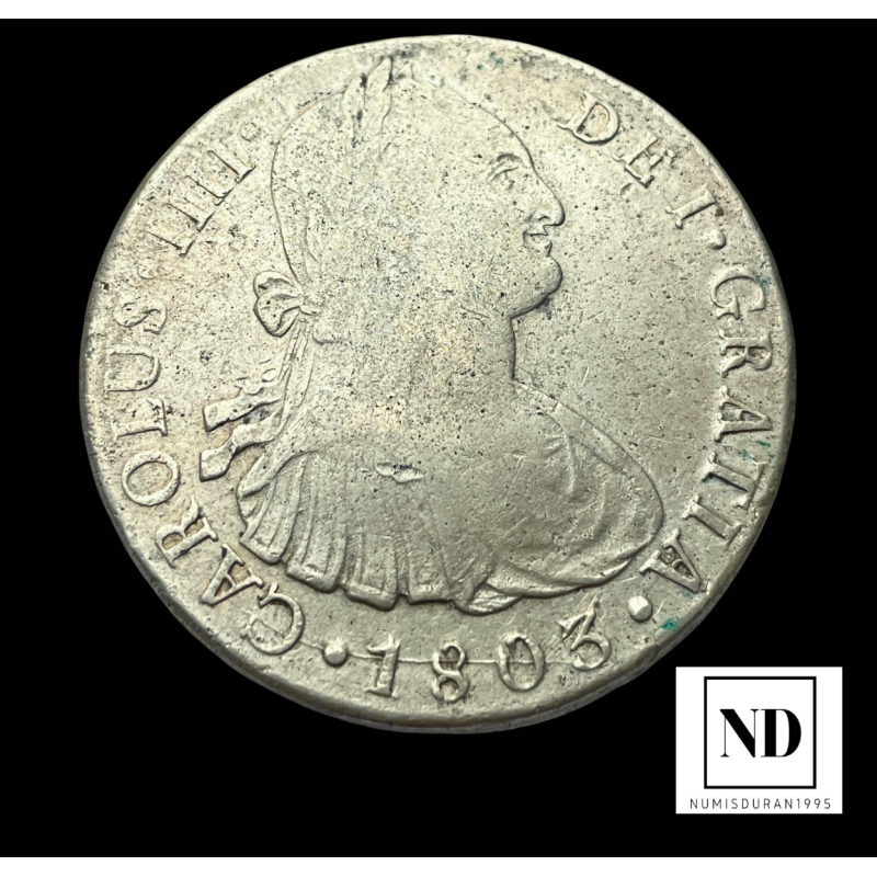 8 Reales de Carlos IV - 1803 - Lima - 27,03g Ag