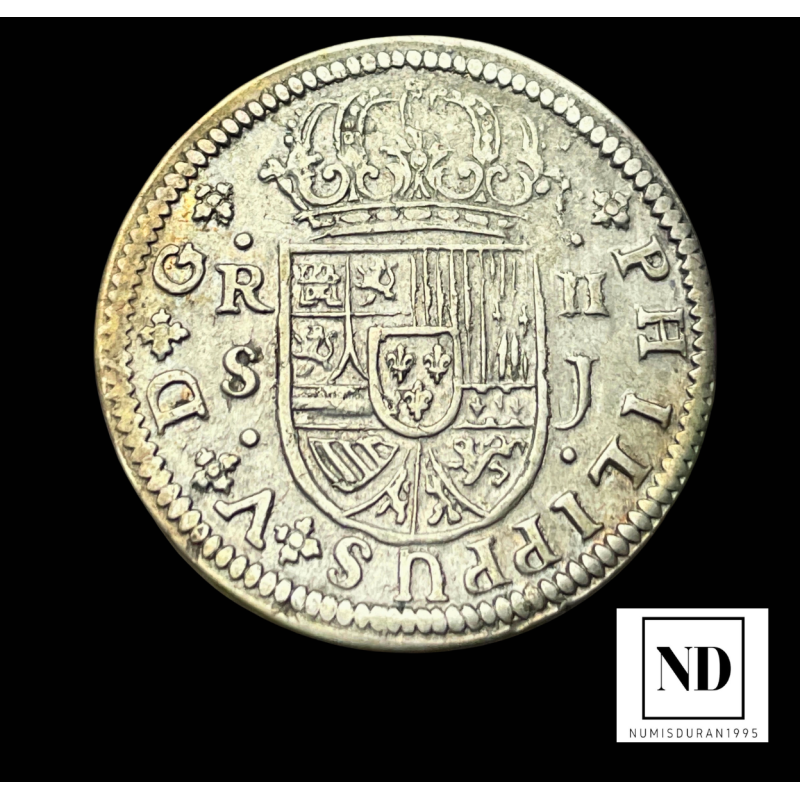 2 Reales de Felipe V - 1721 - Sevilla - 5,55g Ag