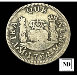 2 Reales de Carlos III - 1764 - México - 6,57g Ag