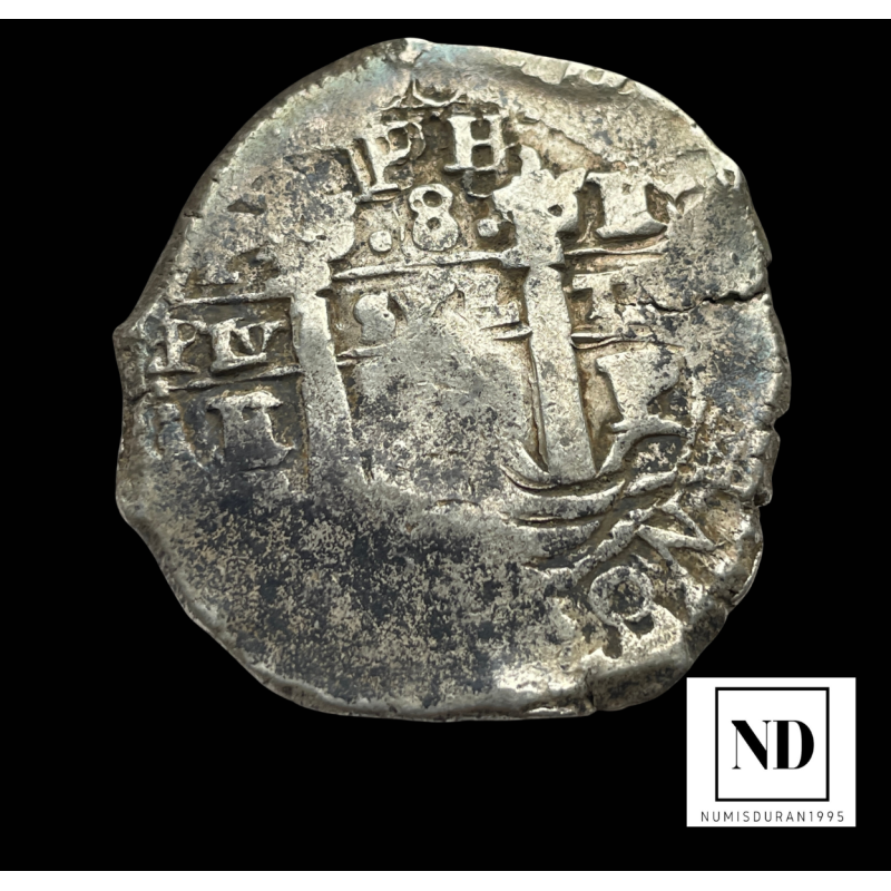 8 Reales de Felipe IV - 1655 - Potosí - 27,31g Ag - AC.1510