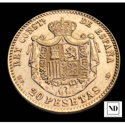 20 Pesetas de Alfonso XIII 1887 reacuñación del 1961 - 6,45g Au