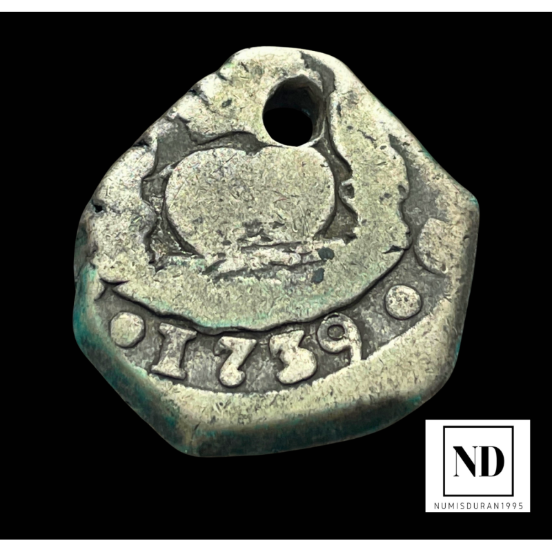 2 Reales de Felipe V - 1739 - Guatemala - 6,36g Ag
