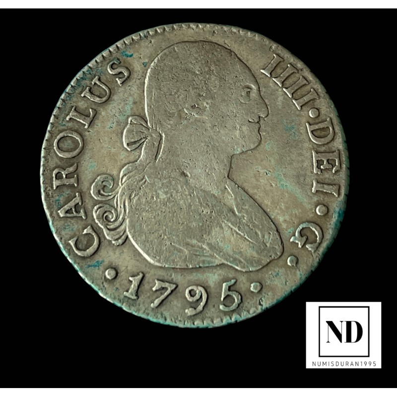 2 Reales de Carlos IV - 1795 - Sevilla - 5,78g Ag