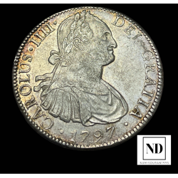 8 Reales de Carlos IV - 1797 - México - 26,98g Ag - AC.960