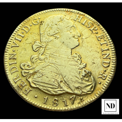 8 Escudos de Fernando VII - 1817 - Santiago - 26,90g Au