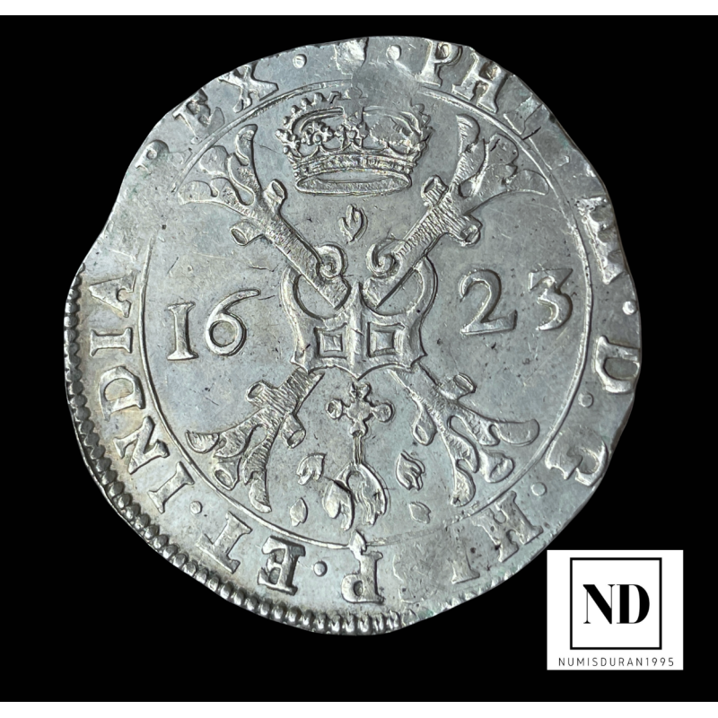 Patagón de Felipe IV - 1623 - Amperes - 27,85g Ag