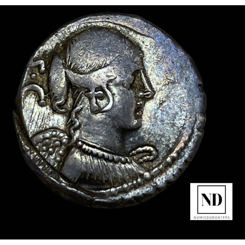 Denario de la República Romana - Gens Caristia - 46 a.C - Roma - 4g Ar