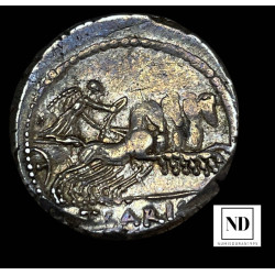 Denario de la República Romana - Gens Caristia - 46 a.C - Roma - 4g Ar