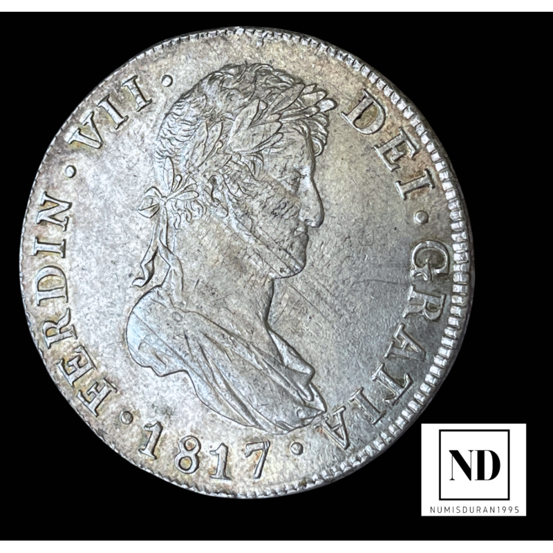 8 Reales de Fernando VII - 1817 - Guatemala - 26,95g Ag