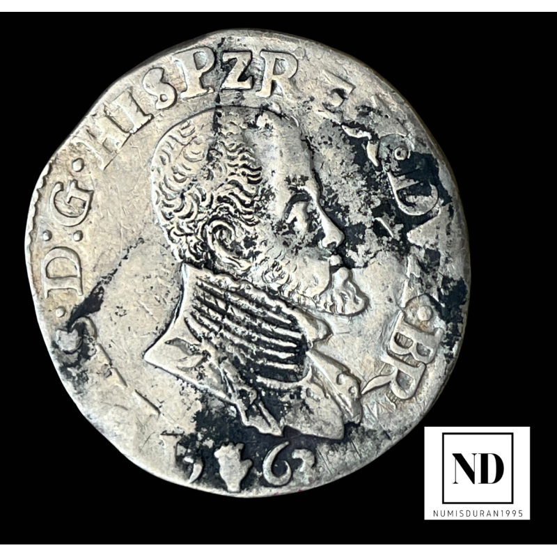 1/5 Ecu de Felipe II - 1563 - Antwerpen - 6,62g Ag