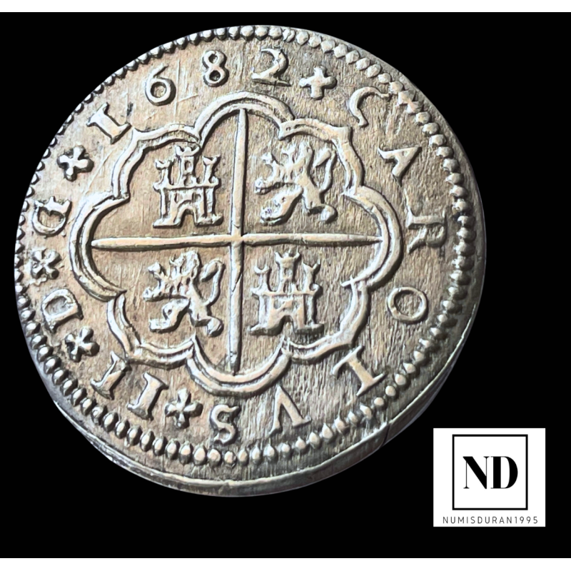 2 Reales de Carlos II - 1682 - Segovia - 6,30g Ag