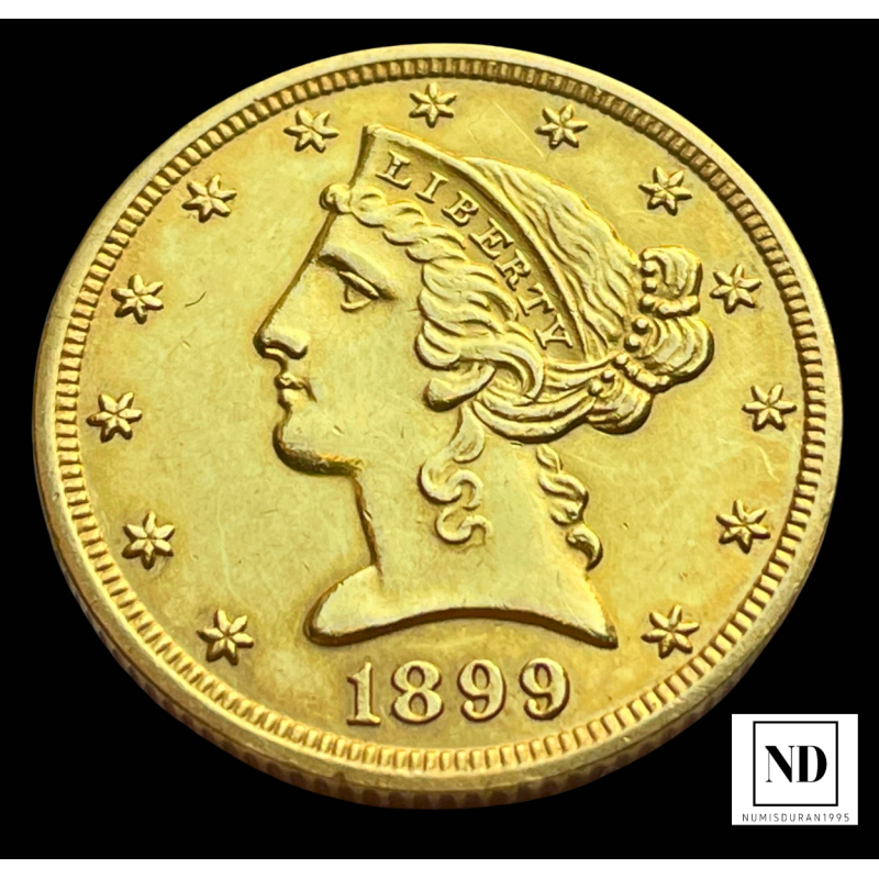 5 Dolares de Estados Unidos 1899 - 8,36g Au