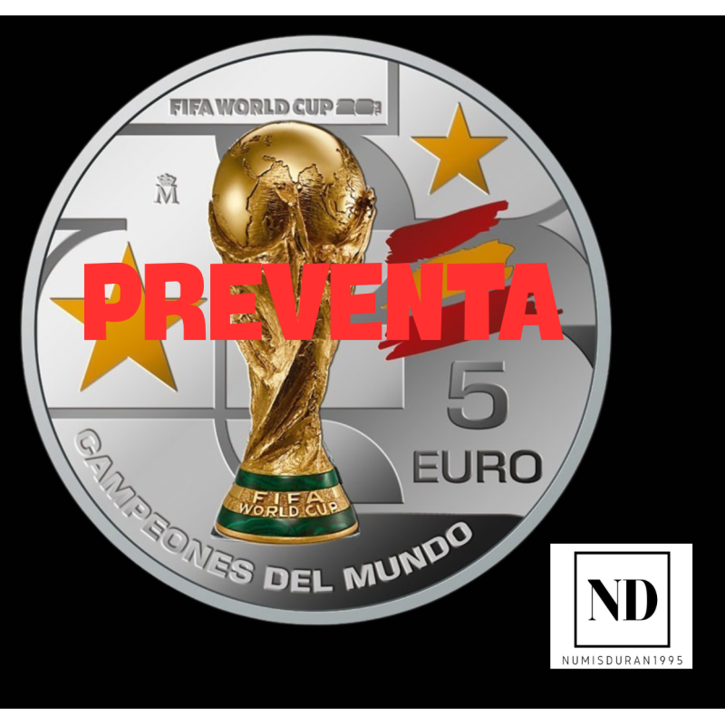 PREVENTA - Moneda 5 Euros de Campeones del Mundo FIFA 2026 - 13,50g Ag 925 - En Estuche Oficial FNMT