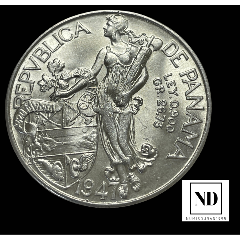 1 Balboa de la República de Panamá - 1947 - 26,70g Ag