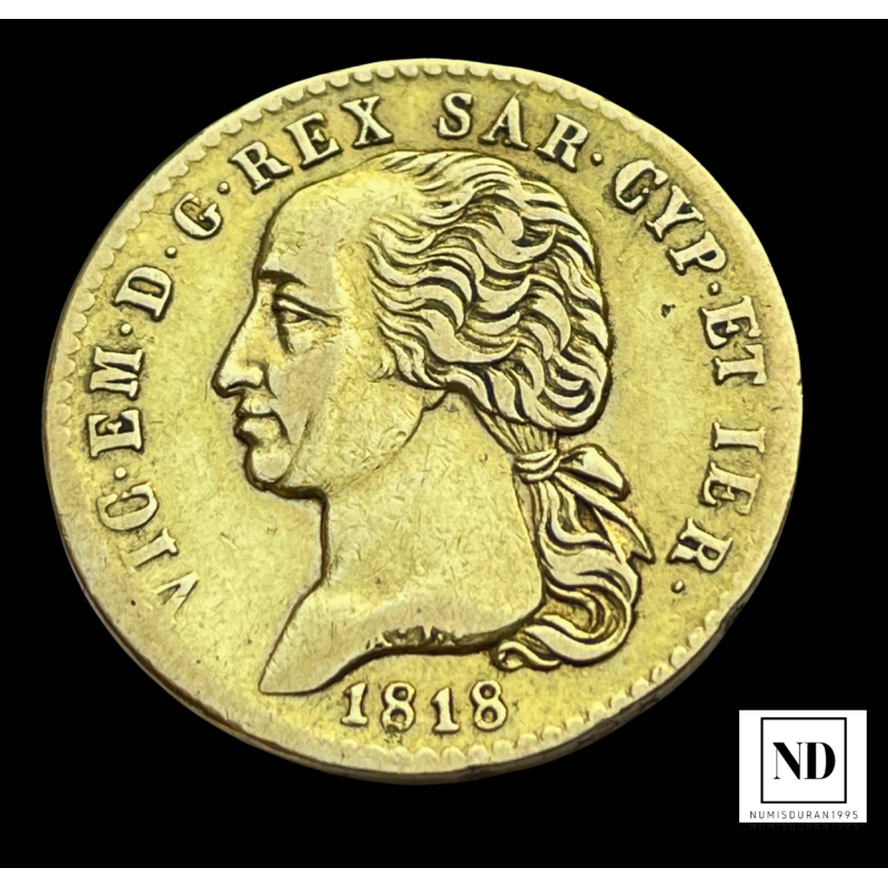20 Liras de Víctor Manuel de Saboya - 1818 - Turín - 6,37g Au