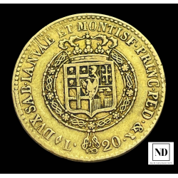 20 Liras de Víctor Manuel de Saboya - 1818 - Turín - 6,37g Au