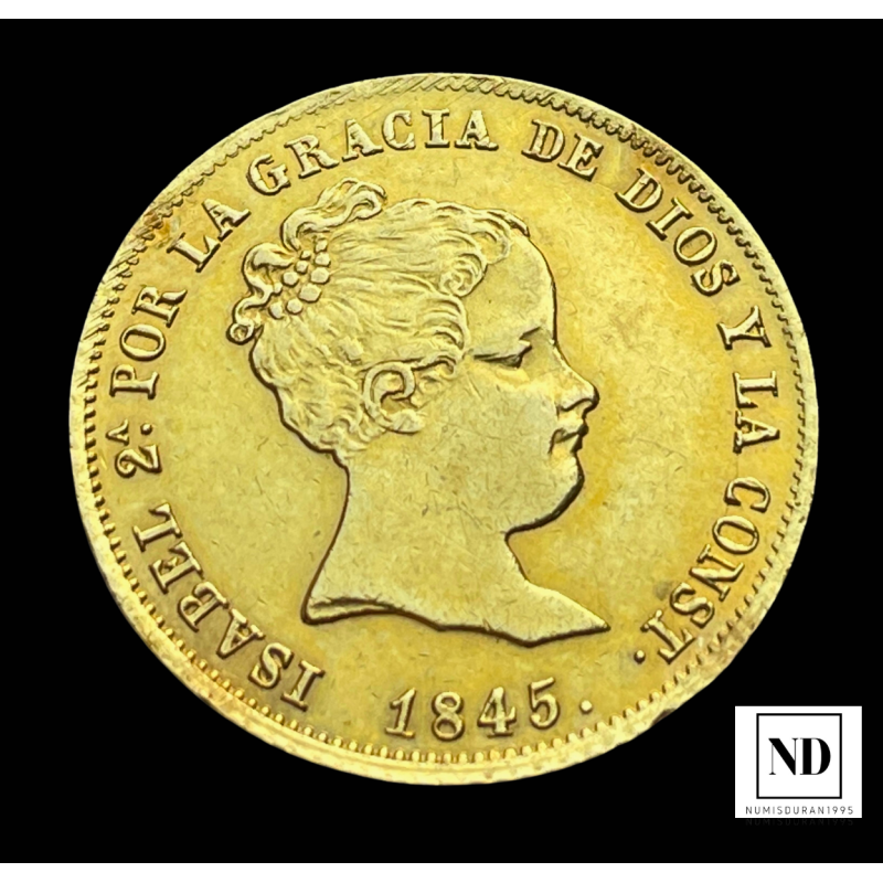 80 reales de Isabel II - Madrid - 1845 - 6,77g Au