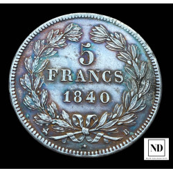 5 Francos de Luis Felipe I de Orleans - 1840 - 24,97g Ag