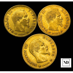 10 Francos Napoleón III - Busto Sin laurear - 3,21g Au