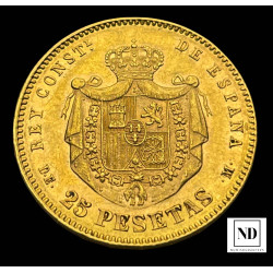 25 Pesetas de Alfonso XII - 1877 - 8,07g Au