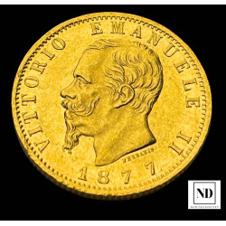 20 Liras de Vittorio Emanule II - 1877 - 6,43g Au