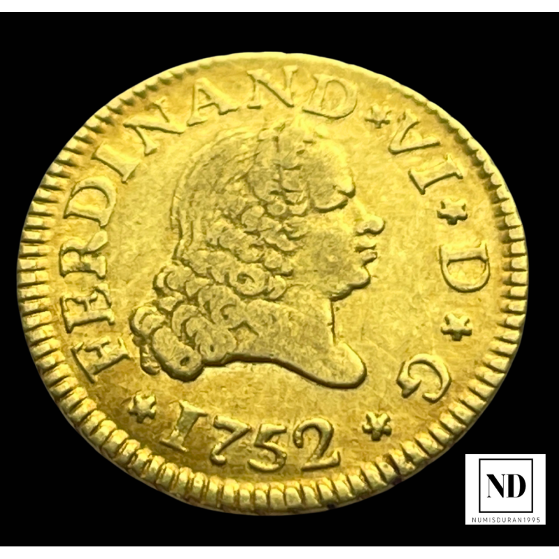 1/2 Escudo de Fernando VI - Madrid - 1752 - 1,77g Au