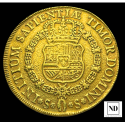 8 Escudo de Felipe V - Sevilla - 1729 - 26,83g Au