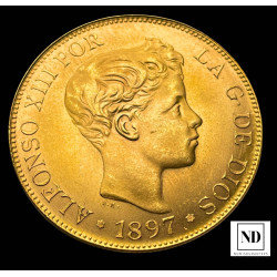 100 Pesetas de Alfonso XIII 1897 reacuñación del 1962 - 32,28g Au - SC