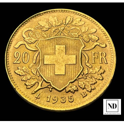 20 Francos Suizos del 1935 - 6,45g Au