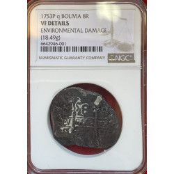 8 Reales de Fernando VI - 1753 - Potosí -18,49g Ag - Encapsulada por NGC