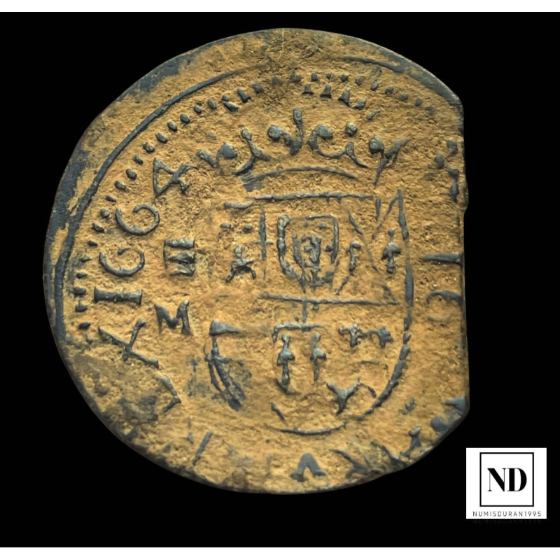 16 Maravedis de Felipe IV - 1664 - Valladolid - 4,19g Cu