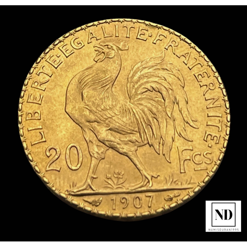 20 Francos de Francia 1907 - 6,45g Au