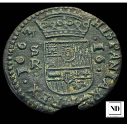 16 Maravedís de Felipe IV - Sevilla - 1663 - 4,01g Cu