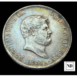 120 Grana de Fernando II - Nápoles y Sicilia - 1854 - 27,56g Ag