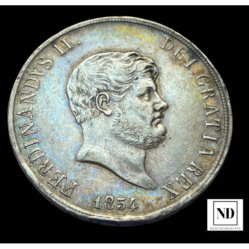 120 Grana de Fernando II - Nápoles y Sicilia - 1854 - 27,56g Ag