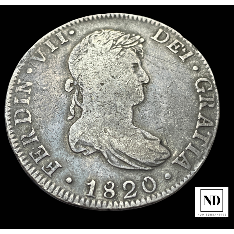 8 Reales de Fernando VII - México - 1820 - 26,68g Ag