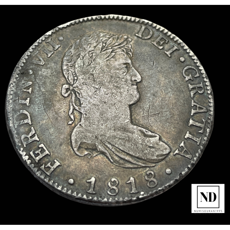 8 Reales de Fernando VII - México - 1818 - 26,87g Ag