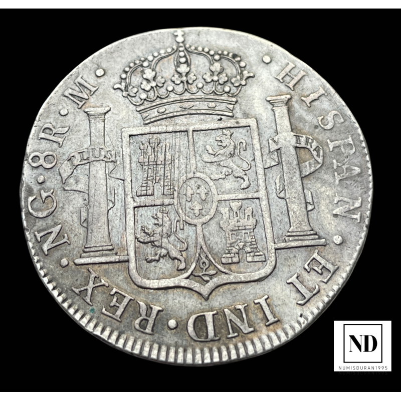 8 Reales de Fernando VII - Nueva Guatemala - 1821 - 26,79g Ag