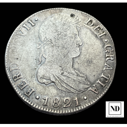 8 Reales de Fernando VII - Nueva Guatemala - 1821 - 26,79g Ag