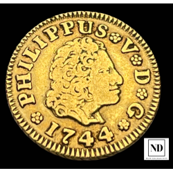 1/2 Escudo de Felipe V - 1744 - Madrid -  1,73g Au