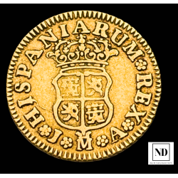 1/2 Escudo de Felipe V - 1744 - Madrid -  1,73g Au