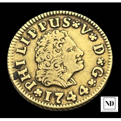 1/2 Escudo de Felipe V - 1744 - Sevilla-  1,76g Au