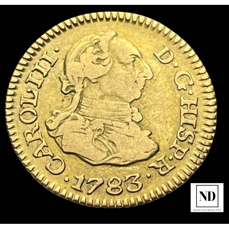 1/2 Escudo de Carlos III - 1783- Madrid - 1755 - 1,73g Au