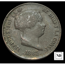 10 Céntimos de Real de Isabel II - 1863 - Segovia